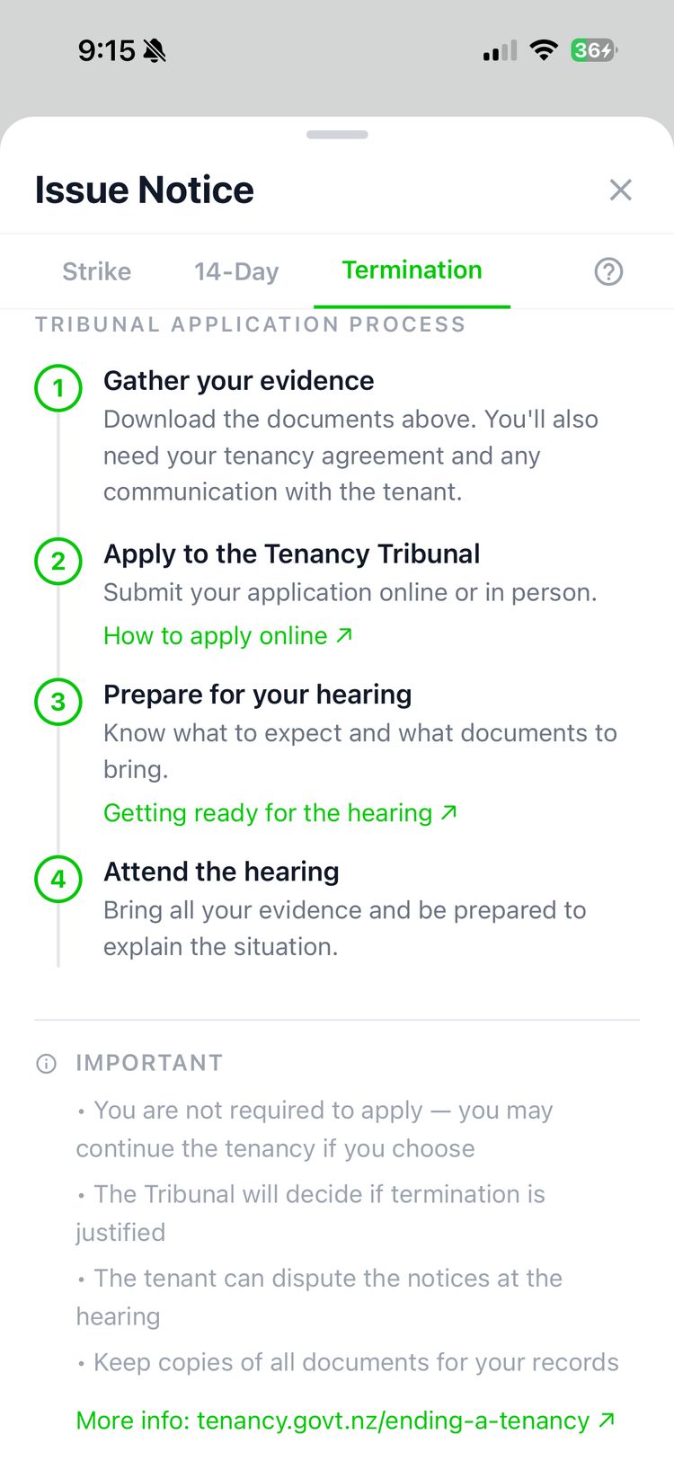 Arrears notices — screen 6